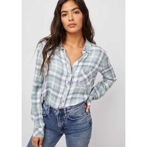 Rails Women's Hunter Shirt Plaid Button Down Casual Top Blue Teal Size Medium